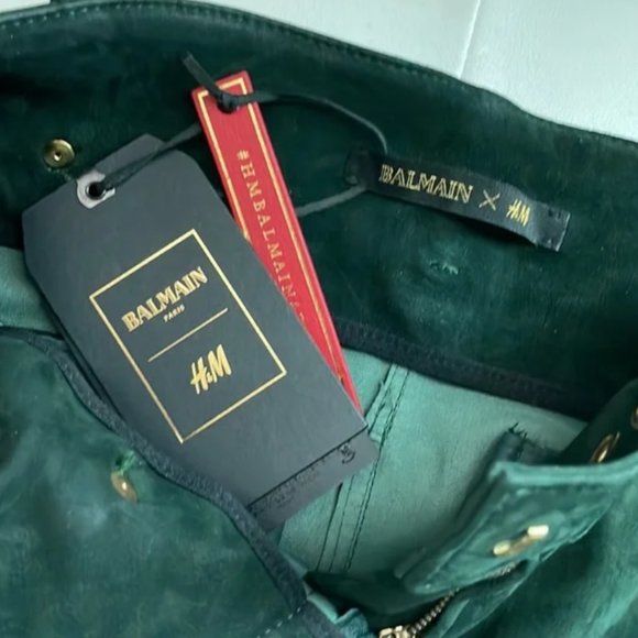 NWT BALMAIN H&M Suede Pants Size 4 - Picture 4 of 7